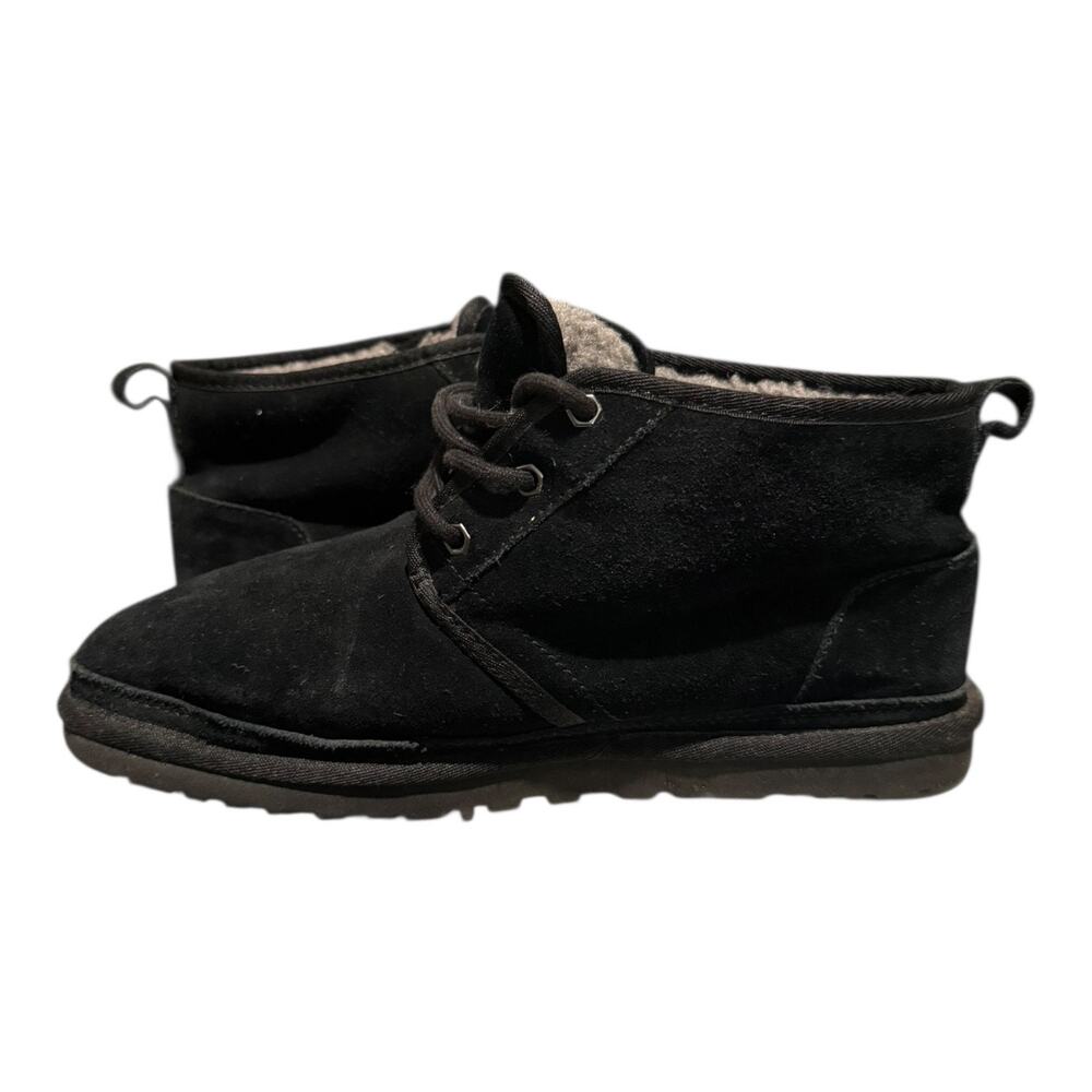 UGG Neumel Boots Men’s Size 9 Black Suede Sheepskin Chukka Ankle - Picture 7 of 9